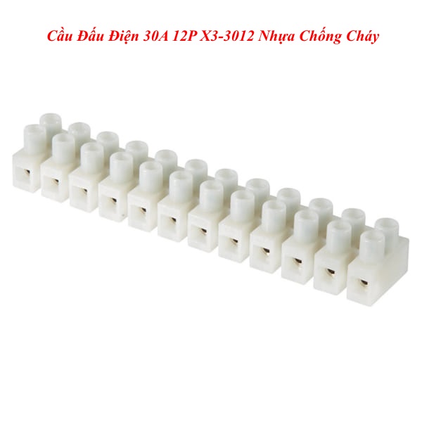 Cầu đấu điện 30a 12p x3-3012 nhựa chống cháy