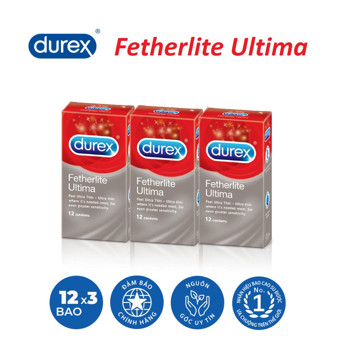 Combo bộ bao cao su durex fether ultima 3 hộp 12 bao