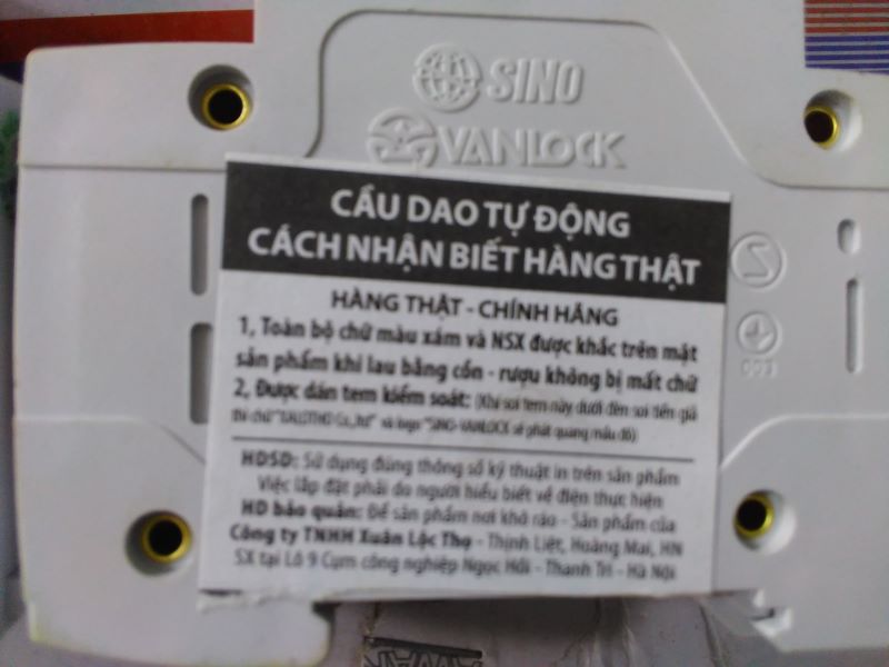 Cầu dao tự động ngắt aptomat sino vanlock 1 cực, cb sino 1 cực, cb 1 pha, át đơn sino giá rẻ npp
