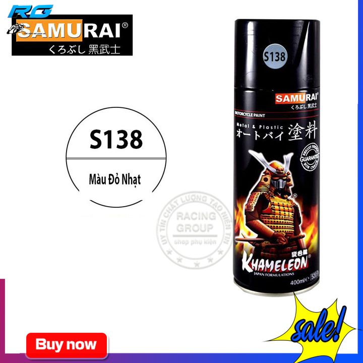 Chai Sơn Xe Máy Cao Cấp SAMURAI Đỏ Nhạt S138* 400ml