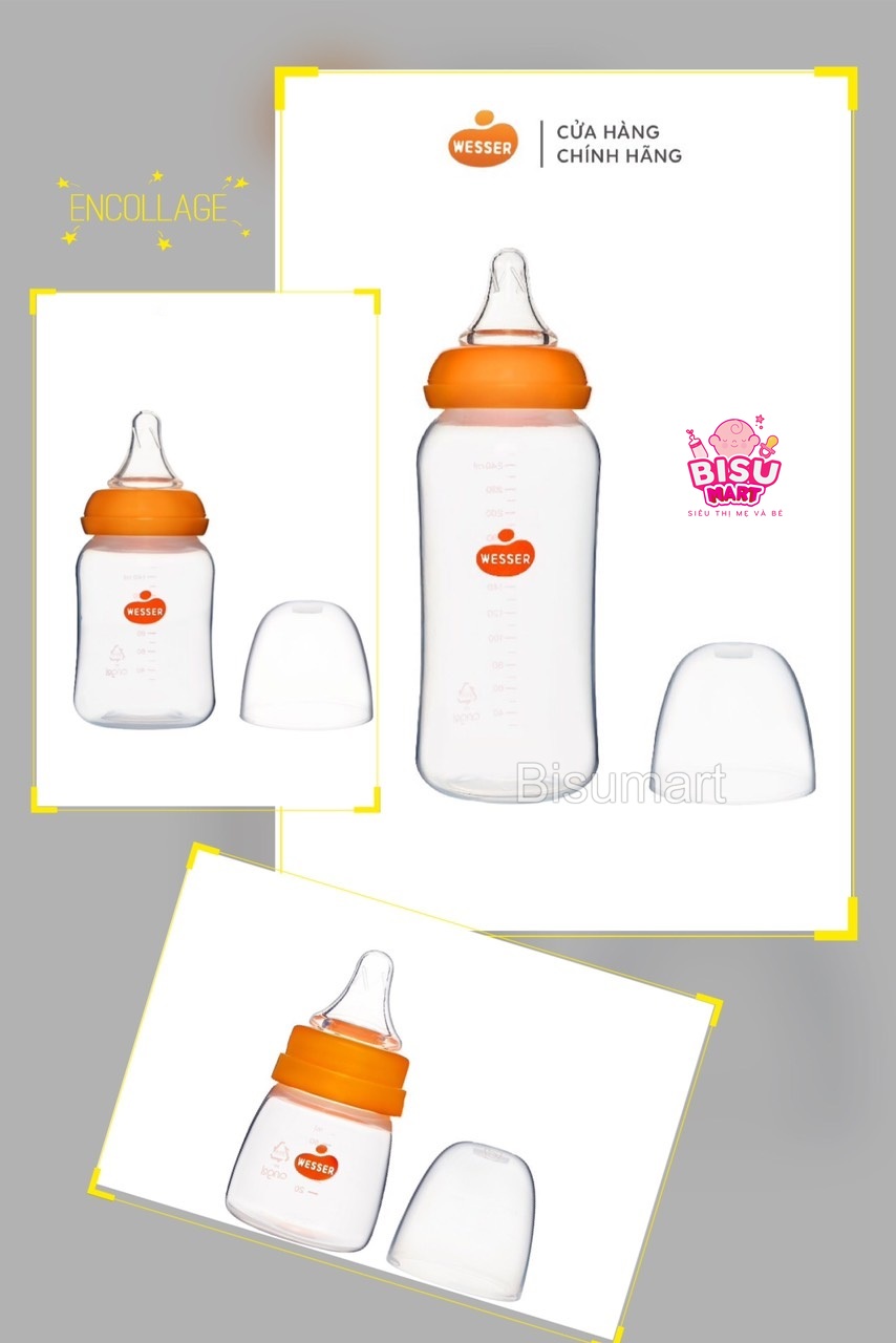 Bình Sữa Wesser Cổ Hẹp PP Mẫu mới 60ml - 140ml - 250ml