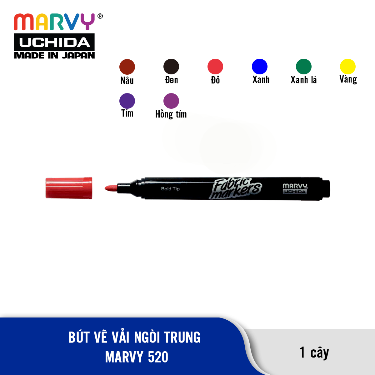 Bút Vẽ Vải Không Phai Màu Marvy 520