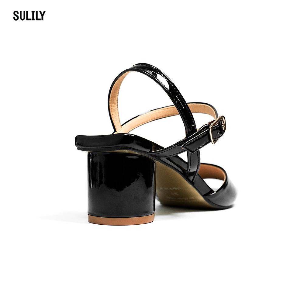 Giày Sandal Gót Vuông Mũi Vuông Sulily