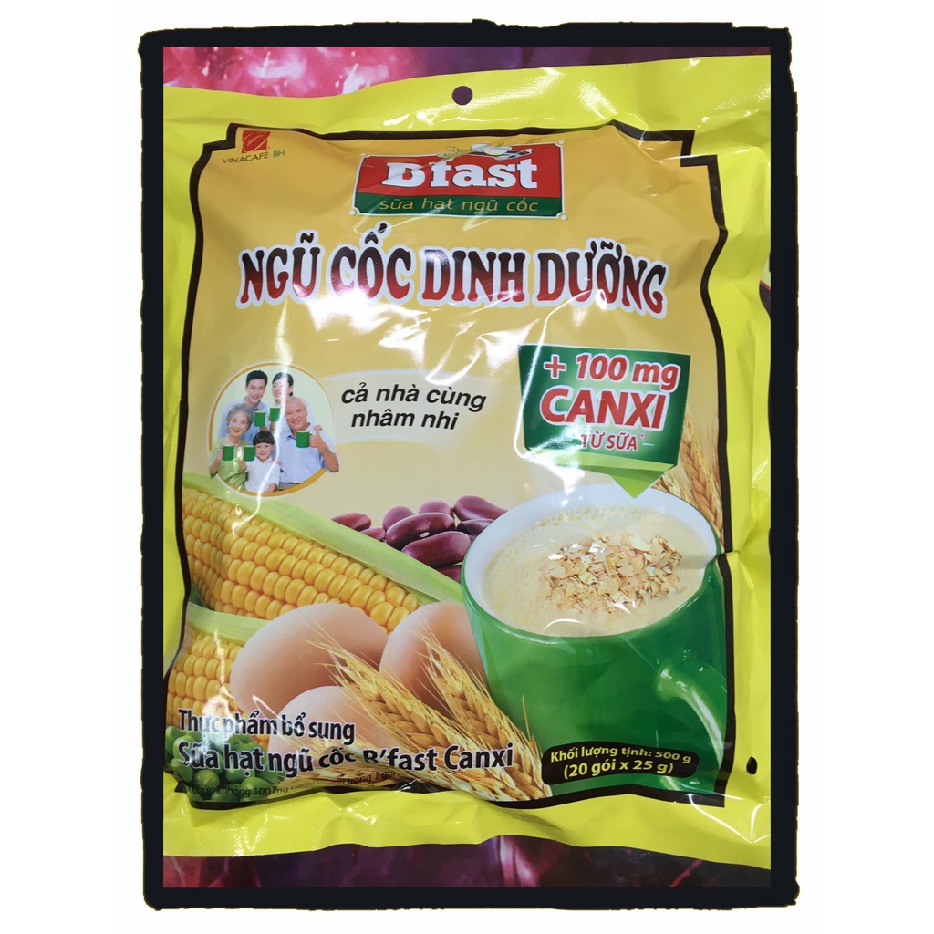 Ngũ cốc dinh dưỡng Bfast canxi gói 500g (20 gói x25g)