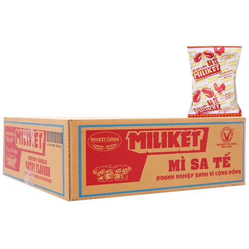 Mì Miliket giấy vị sa tế thùng 30 gói x 75g