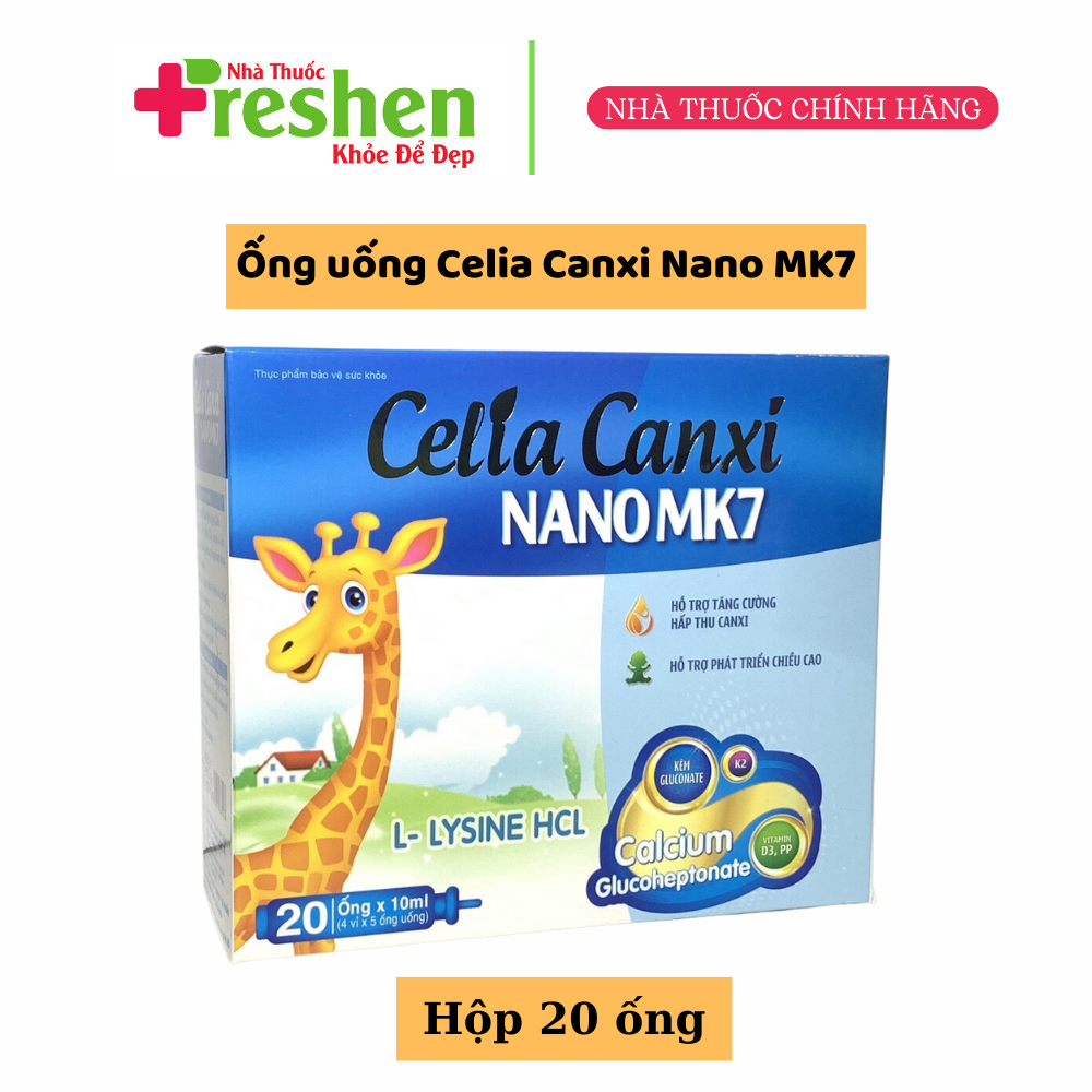 [HCM]Celia Canxi Nano MK7 Bổ sung canxi vitamin D3 cho cơ thể hỗ trợ sự phát triển chiều cao hộp 20 ống