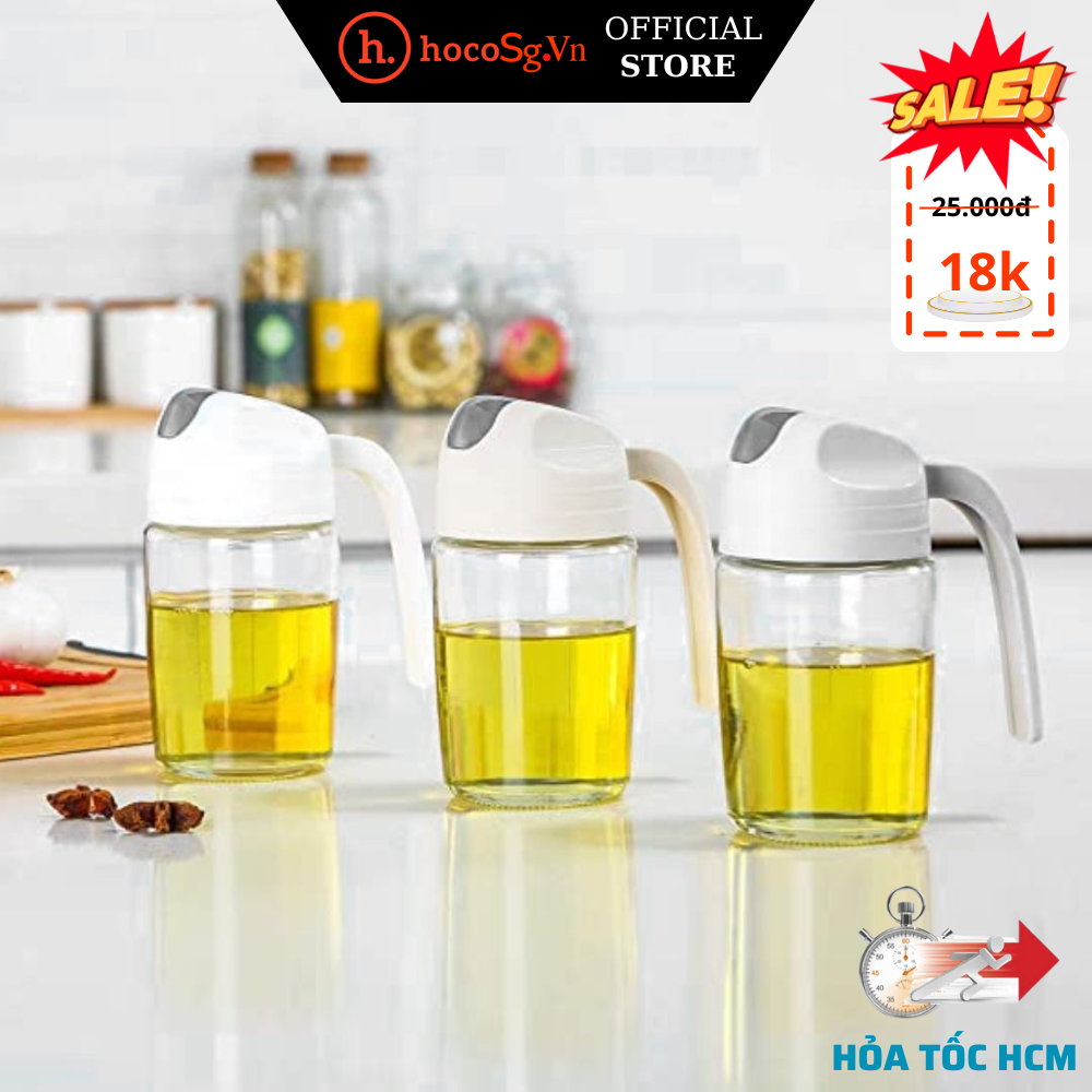 Bình đựng dầu ăn có nắp đóng mở tự động 300ml - chai đựng dầu ăn, nước mắm, xì dầu