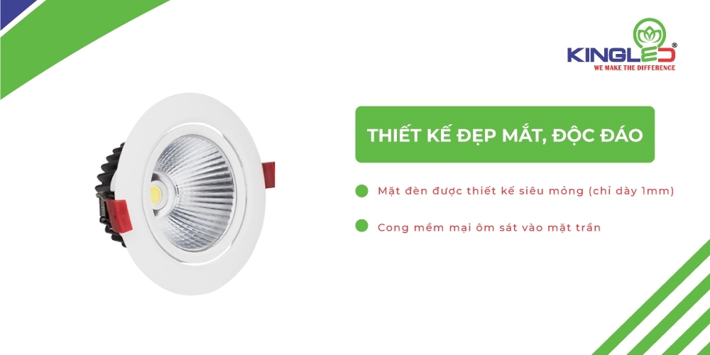Đèn LED Âm Trần Rọi Opal 20W, 30W Ø130 KINGLED