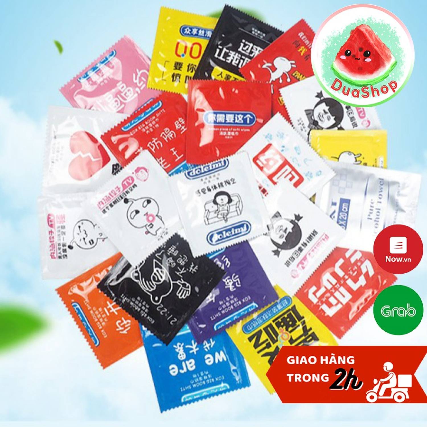[Set 5 chiếc] Khăn ướt gói vuông mini hình BCS