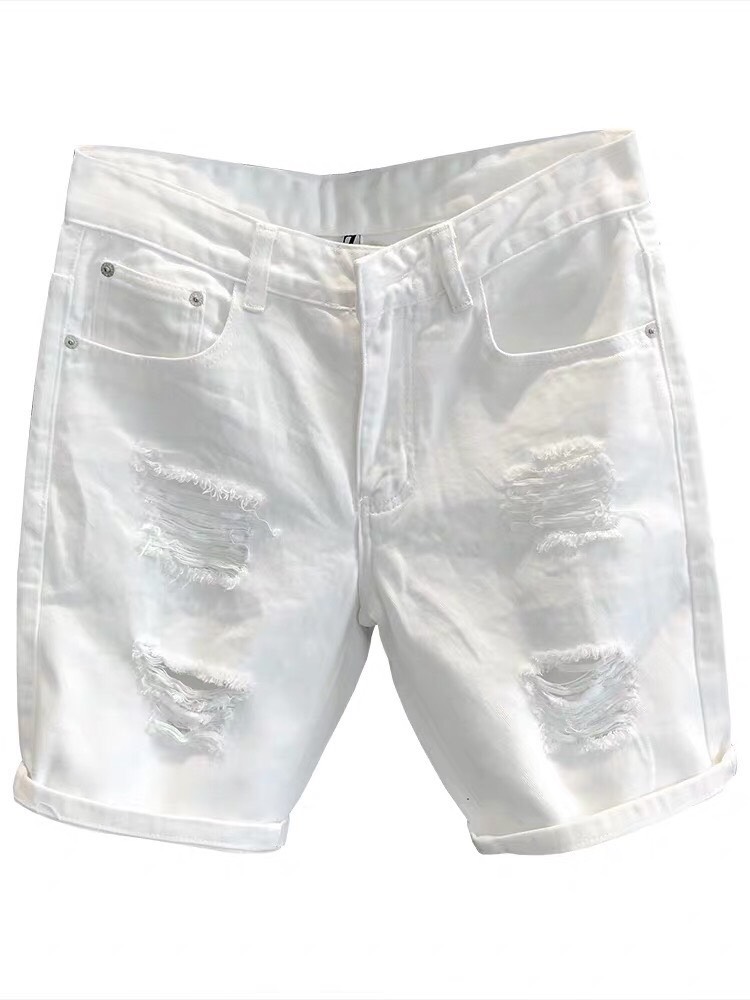 (CÓ VIDEO) Quần short jean nam trắng rách chất bò mẫu mới cao cấp MS0017