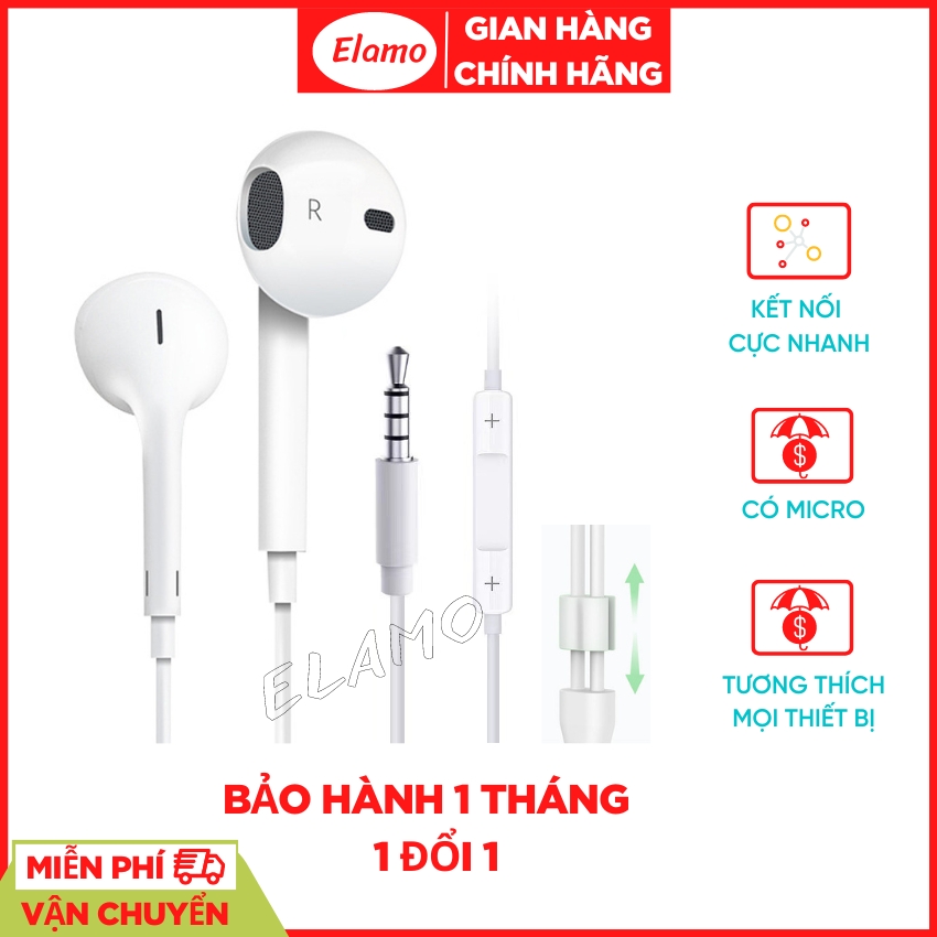 Tai nghe có dây Tzin jack 3.5, tai phone có dây, tai nghe dây micro gắn trong trả lời cuộc gọi, tai nghe nhét tai điều khiển âm lượng Elamo