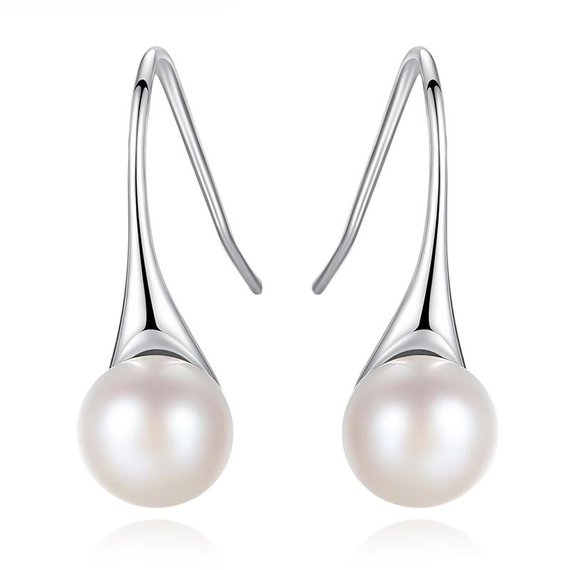 Hoa tai ngọc trai, bông tai bạc đính ngọc trai cao cấp hạt 8mm - b2341- bảo ngọc jewelry