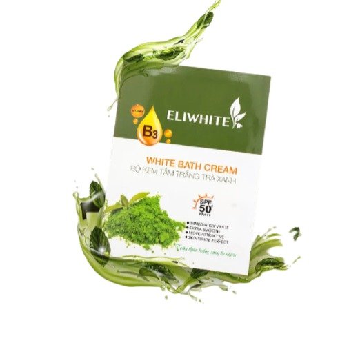 Bộ Kem Tắm Trắng Trà Xanh Eliwhite 80g