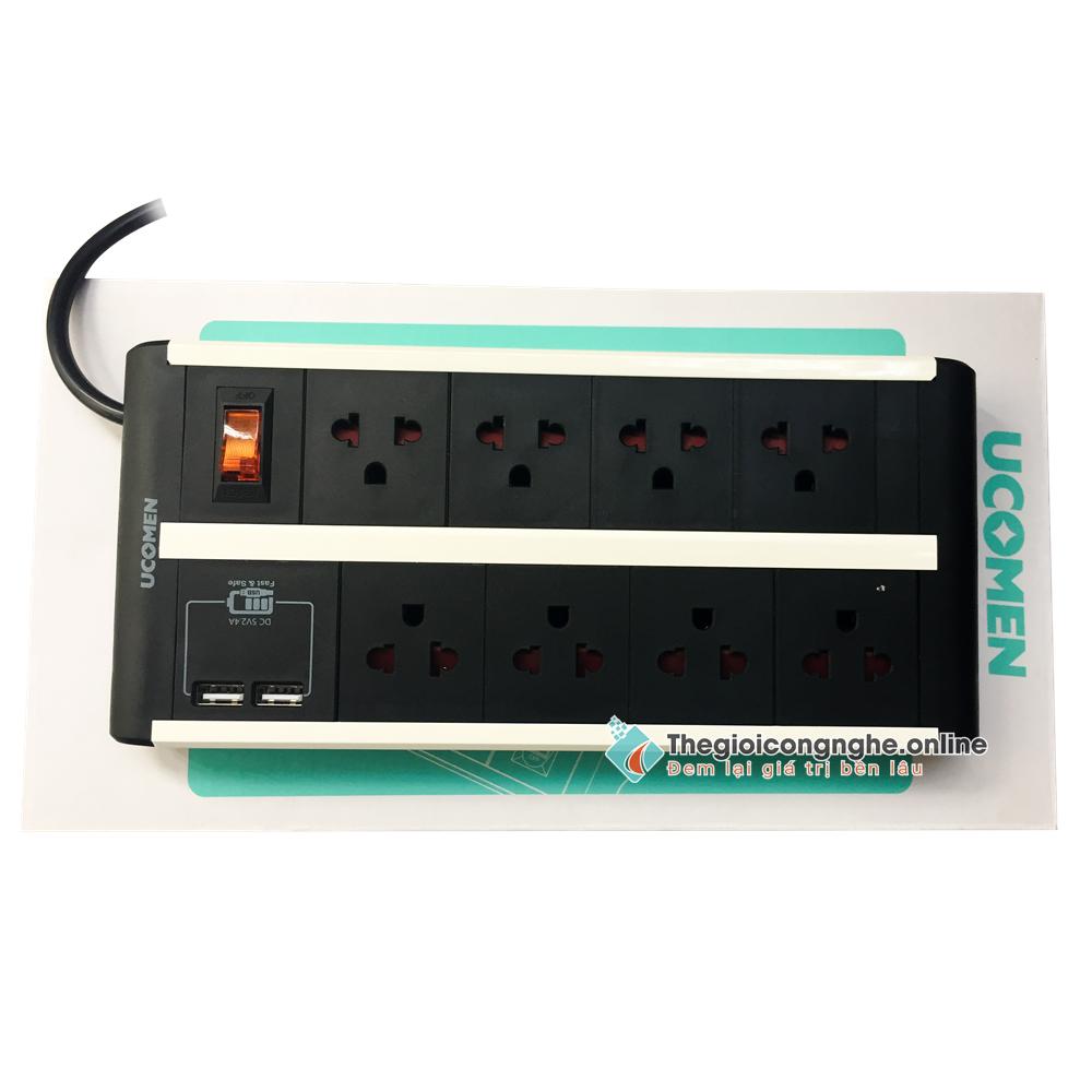 Ổ cắm điện Cao Cấp UCOMEN – 08 lỗ - 03 cổng sạc USB – Chuẩn Úc