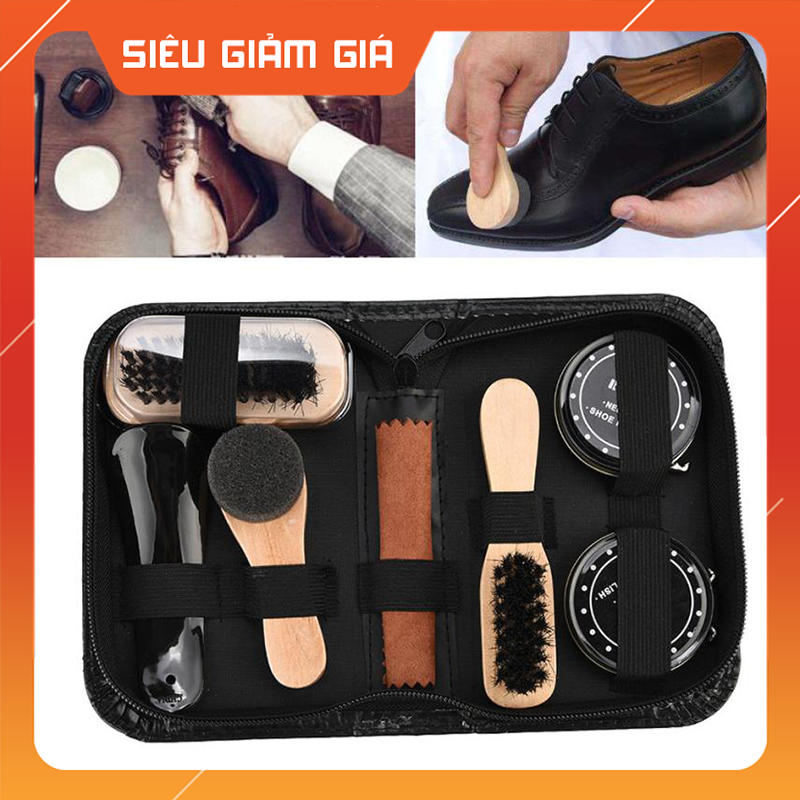 Xi đánh giày đen- Bộ xi đánh giày 7 món tiện lợi-xi đánh giày-xi danh giay-bộ xi đánh bóng giày