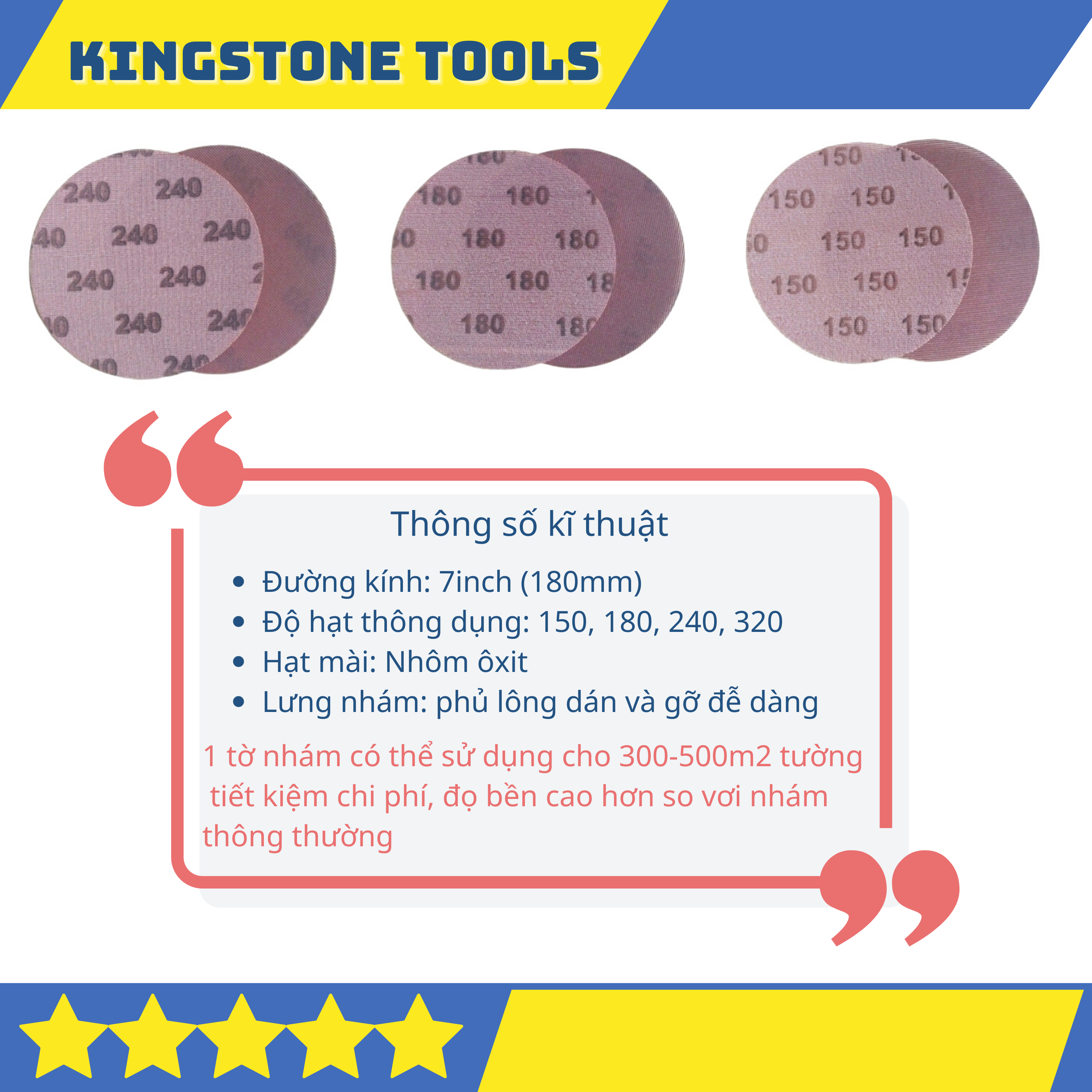 Nhám chà tường nhám lưới tròn hạt 150, 180,240