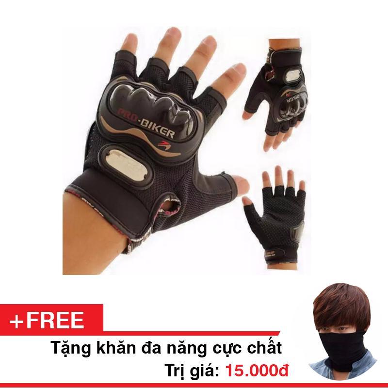 Găng tay cụt ngón đi xe máy Probiker, găng tay phượt + Tặng kèm khăn đa năng trị giá 15k