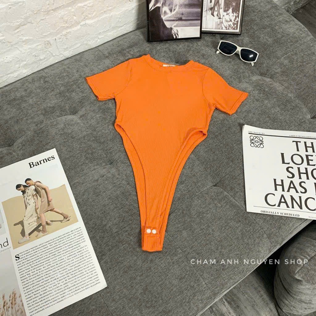 Áo Bodysuit khoét eo tay ngắn chất borip