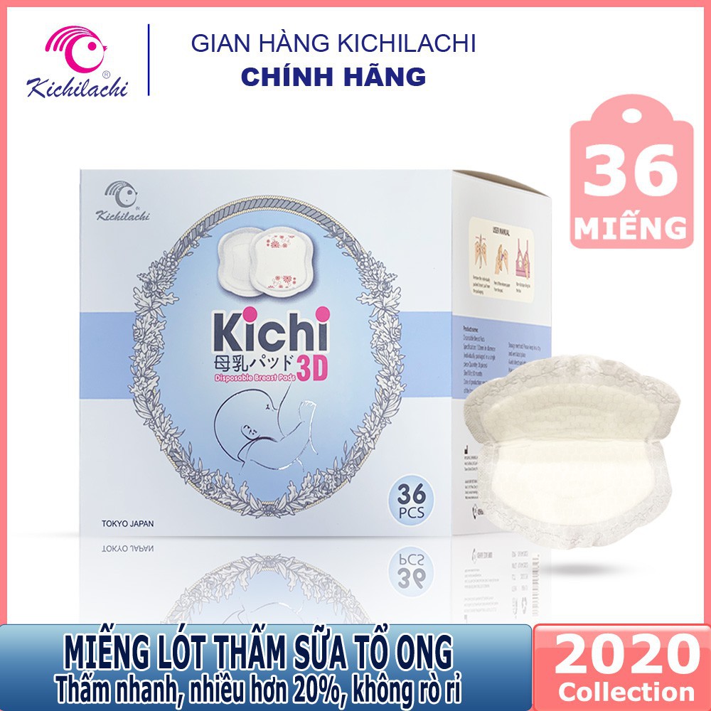 Miếng Lót Thấm Sữa Kichilachi Hộp 36 Miếng Dán Thấm Sữa Siêu Mỏng