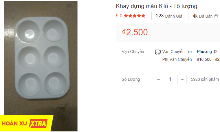 Khay đựng màu 6 lỗ - Tô tượng