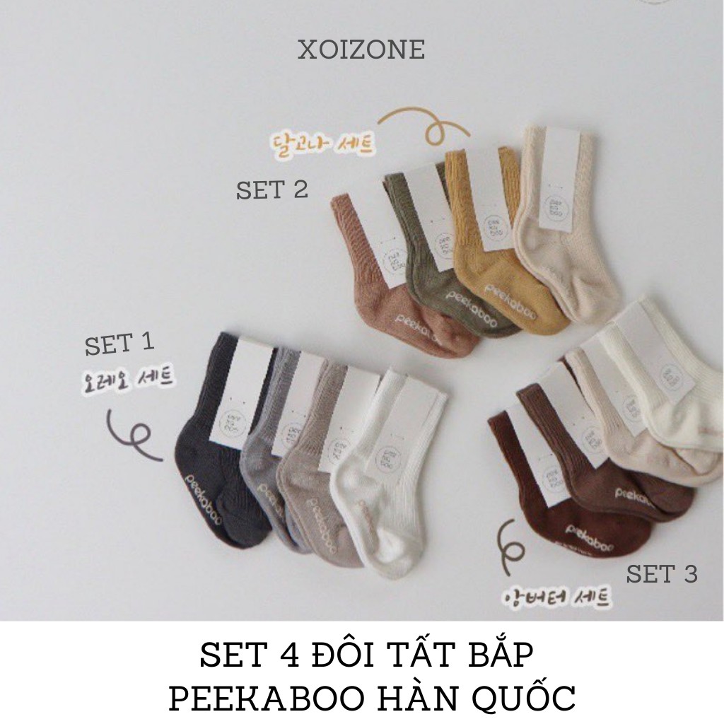 Set 4 Đôi Tất Bắp Peekaboo Hàn Quốc Cho Bé