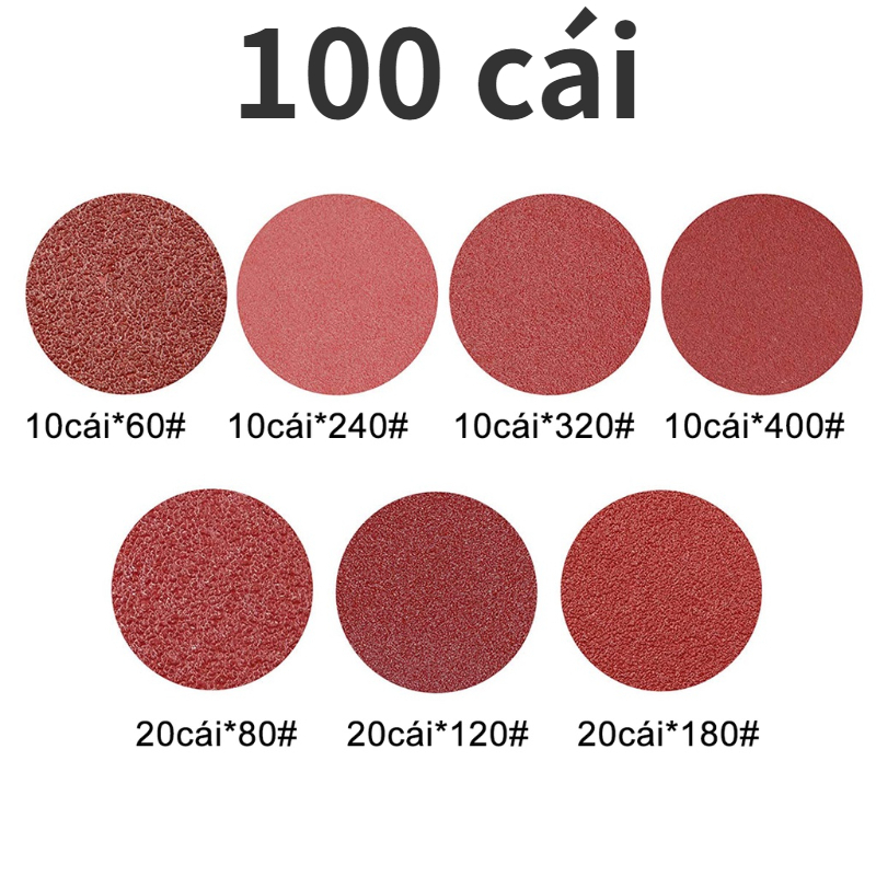 (Combo of 100 sheets) 125mm round sanding papers (size 60 to 400)