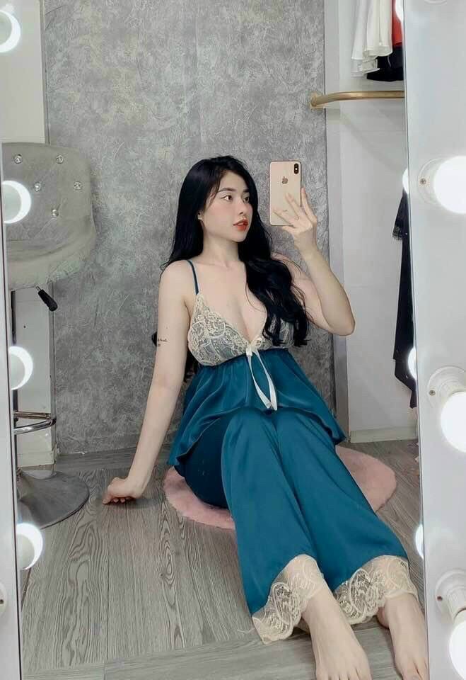 Sét bộ lụa satin 2 dây phối ren-MTB #setbonu