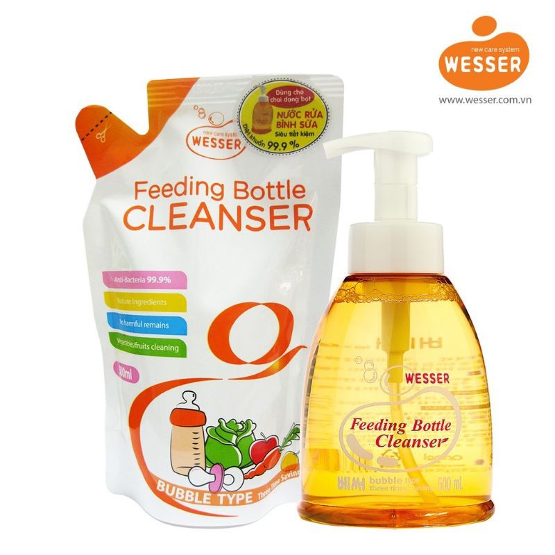 (Hcm) Cọ/Nước Rửa Bình Sữa Wesser Chai/Túi 500Ml| - Cọ 1 Đầu Mút