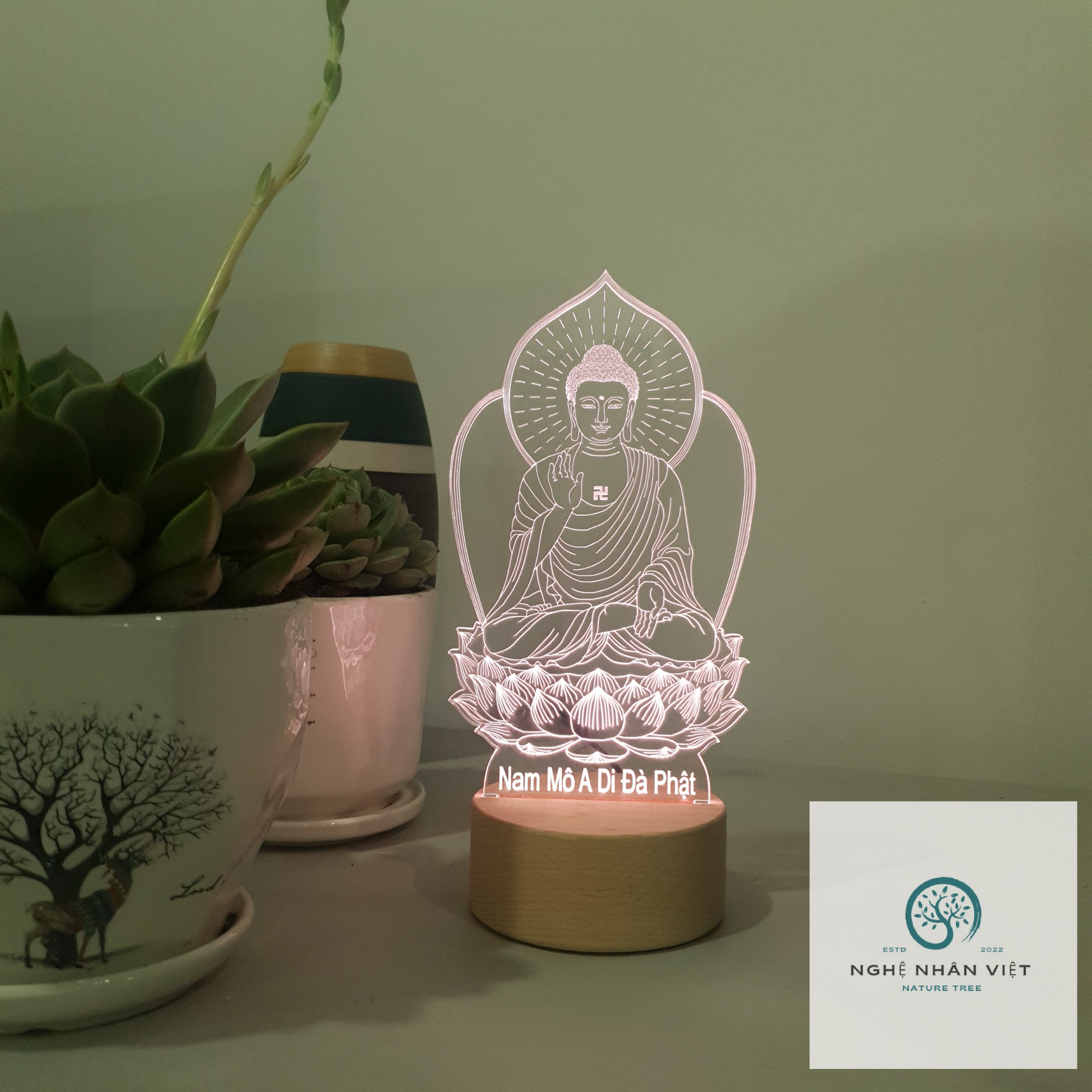 Đèn 3D Decor Phật A Di Đà