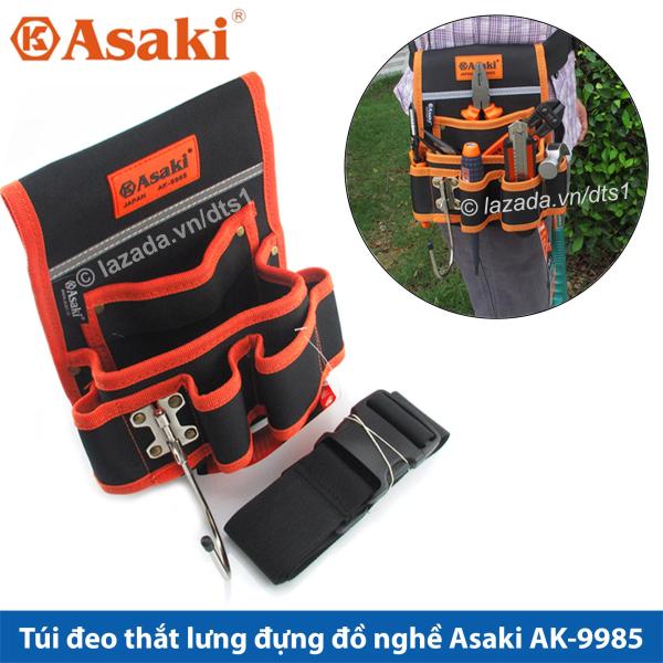 Bảng giá Túi đeo thắt lưng đựng đồ nghề cao cấp Asaki AK-9985, chống thấm, chống đâm thủng, túi đồ nghề sửa chữa chuyên nghiệp