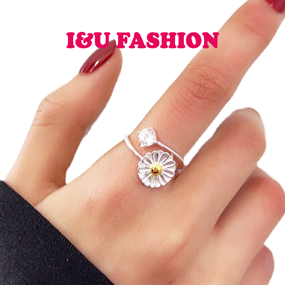 Nhẫn Nữ Hoa Cúc Họa Mi Đính Đá Lấp Lánh Kiểu Hở Có Thể Điều Chỉnh Kích Cỡ Độc Đáo Dễ Thương Thời Trang Phụ Kiện Trang Sức NA-08