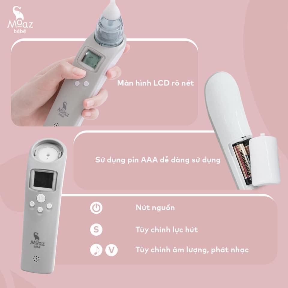 Máy hút mũi Moaz Bebe MB-010 hút dịch mũi cho bé (Bảo hành 1 năm)