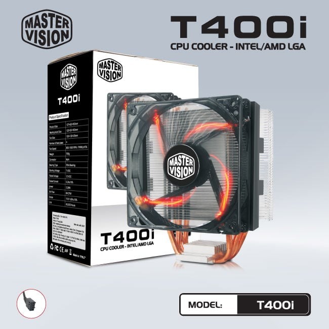 Vsp t400i led red cpu heat sink support socket 2011-3/ 2011/ 1366/ 1156/ 1155/ 1151/ 1150/ 775 and amd socket