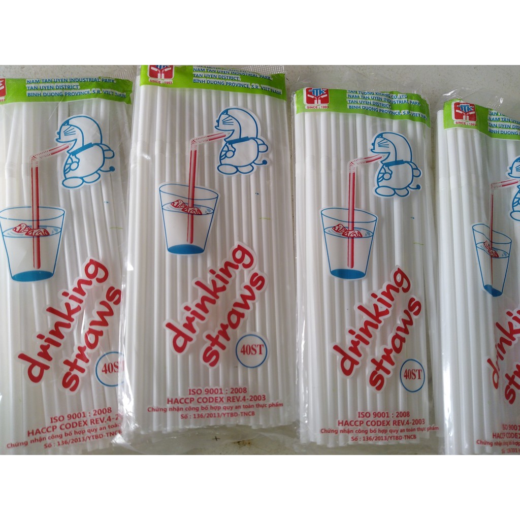 Ống hút gập trắng (gói 40 que)