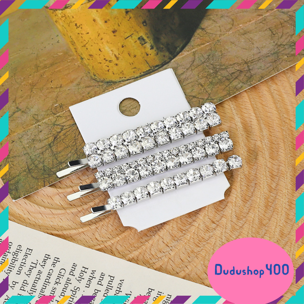 Set 3 kẹp mái đính đá hàn quốc sang chảnh