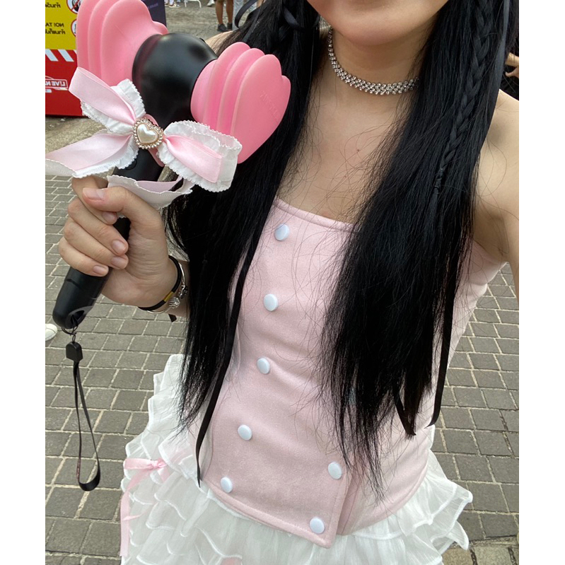 Nơ gắn lightstick kpop đính đá, phụ kiện trang trí lightstick handmade BOT DORIS