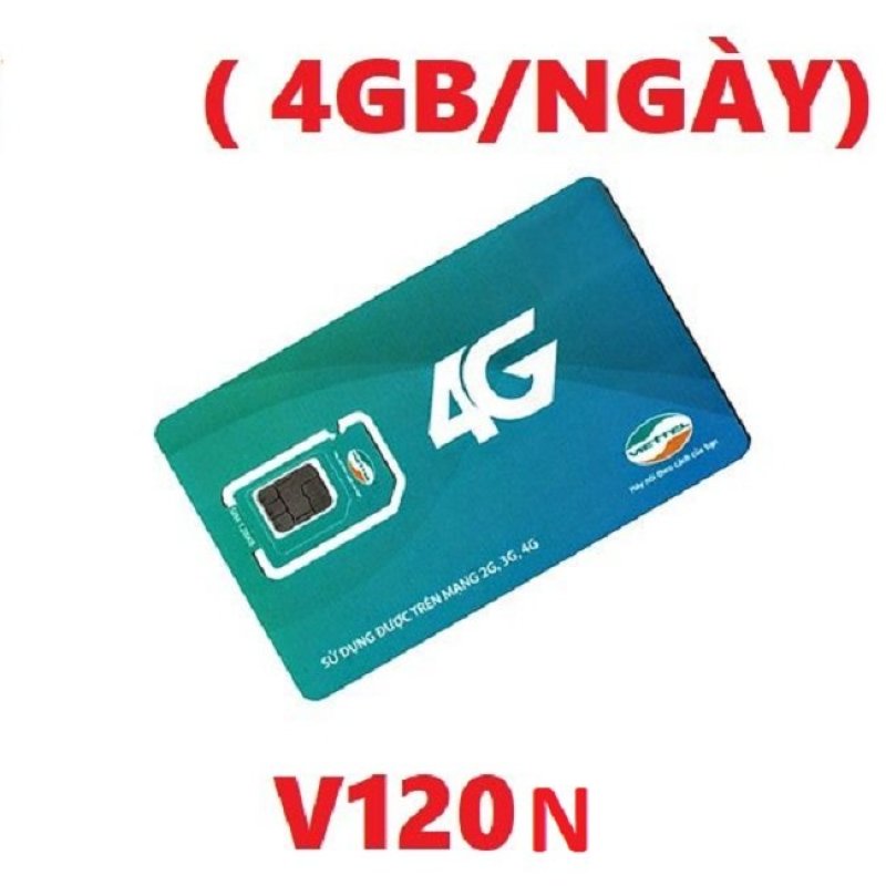 SIM 4G VIETTEl V120N 4GB/ngày dùng toàn quốc + gọi miễn phí nội mạng, ngoại mạng  - BẢO HÀNH 1 ĐỔI 1 từ MƯỜNG THANH ROYAL