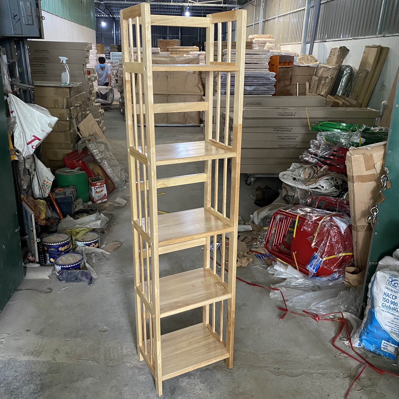 Kệ sách gỗ cao su 5 tầng ngang 40cm - hàng lắp ráp