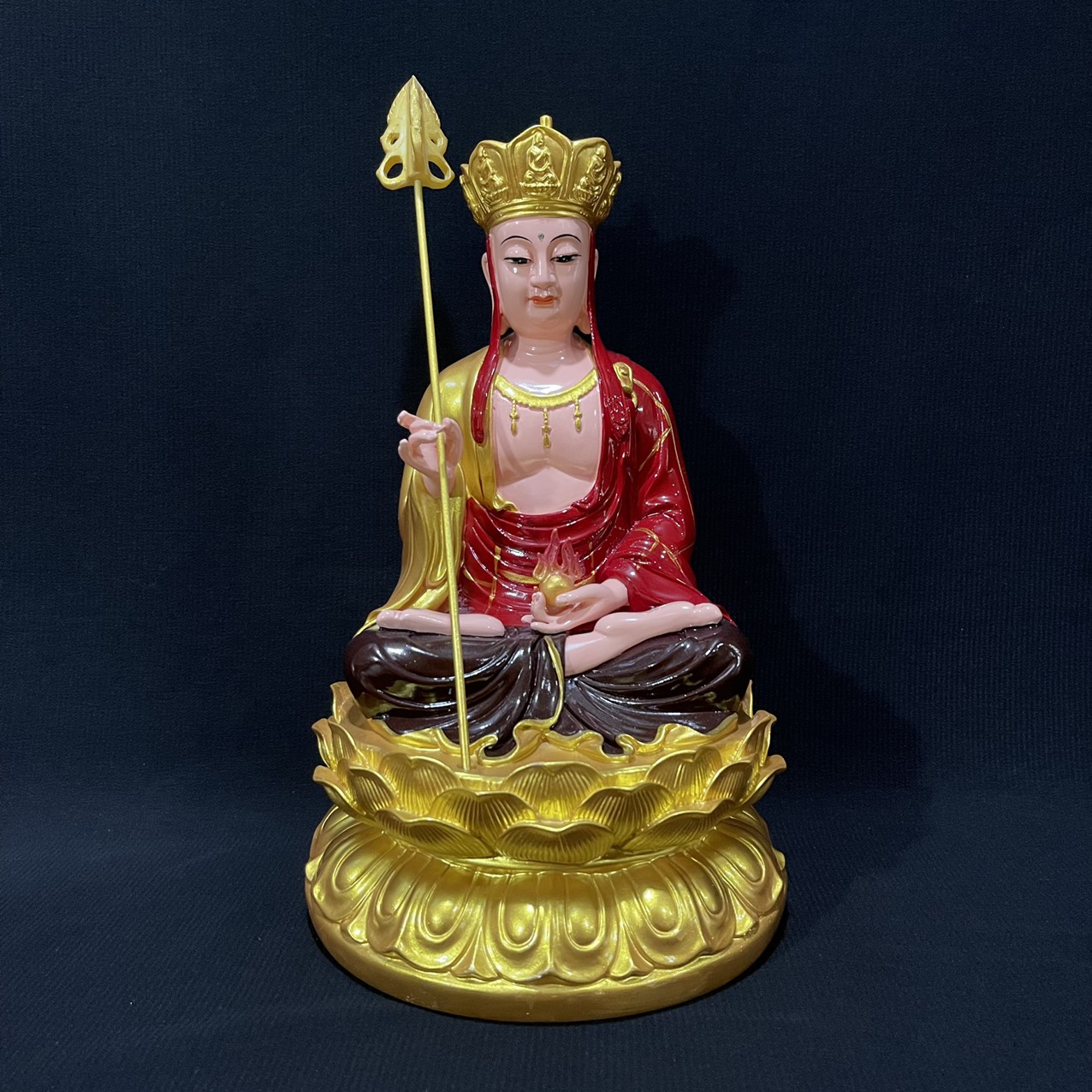 Tượng địa tạng vương bồ tát ngồi cầm tích trượng cao 30 cm