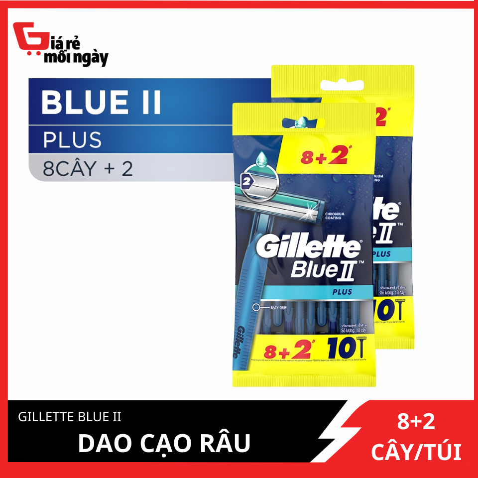 Combo 2 Dao Cạo Râu Gillette Blue II 2 Gói Bộ 8 Cây Tặng 2