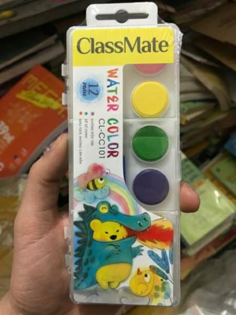 Màu nước 12 màu dạng khô Classmate không độc hại