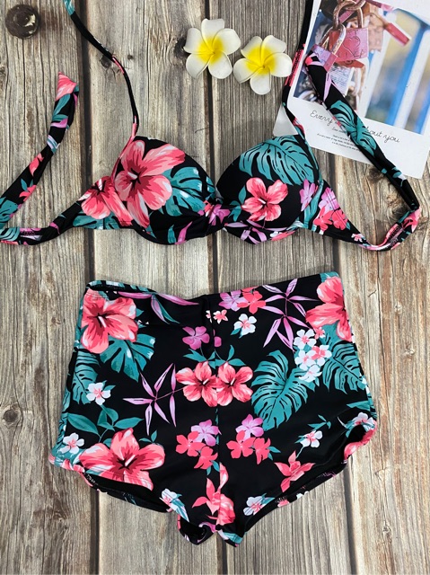 [HCM]Bikini mút dày nâng ngực hoa lá