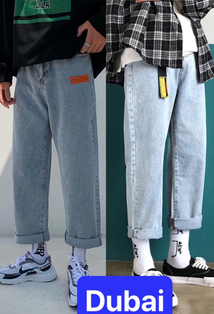 QUẦN BAGGY JEAN NAM CHẤT BÒ ỐNG RỘNG DÀI THÊU LOGO XÌ TEEN HÈ NHẬT BẢN HOT TREND DB-1014 - DUBAI FASHION