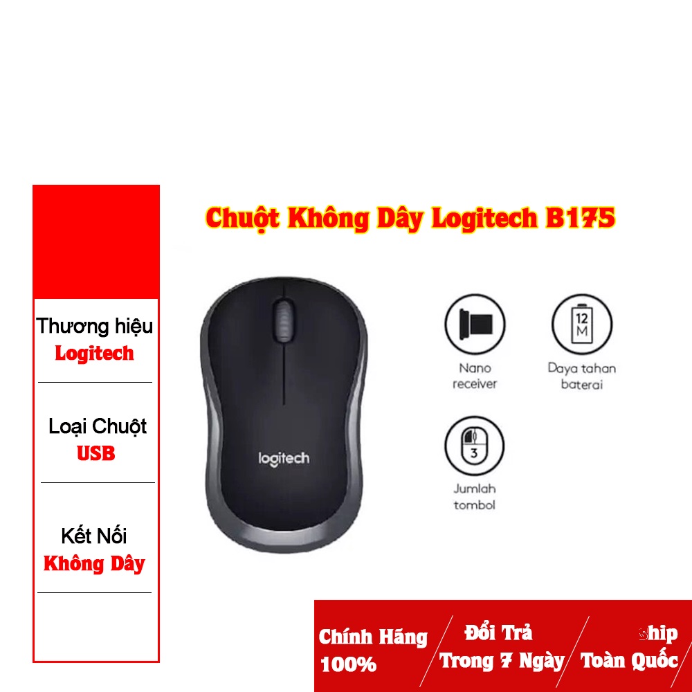 Chuột không dây Logitech B175 hàng chính hãng