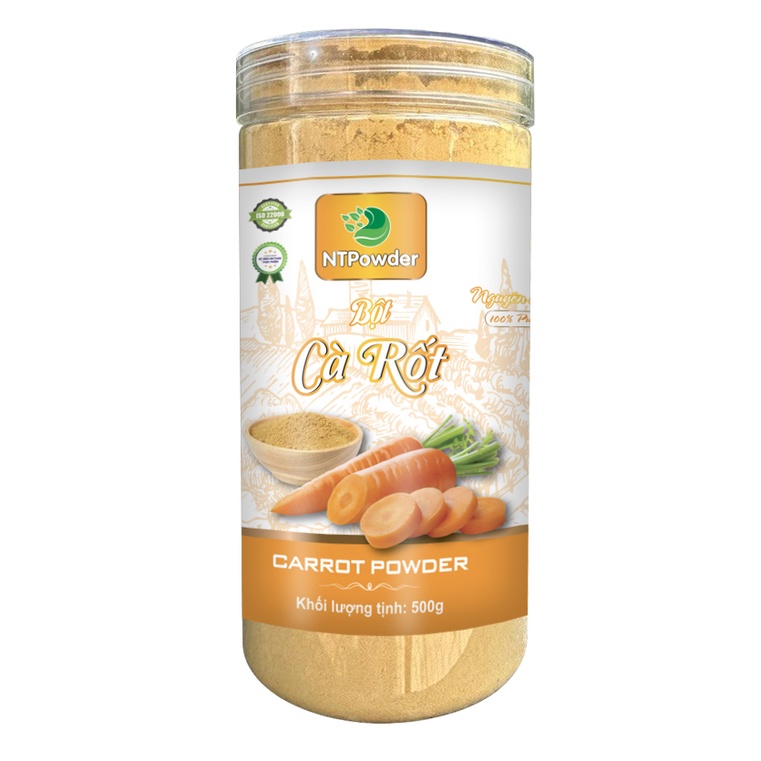 Bột cà rốt sấy lạnh ntpowder 500gr / 100gr / 60gr - nhất tín food