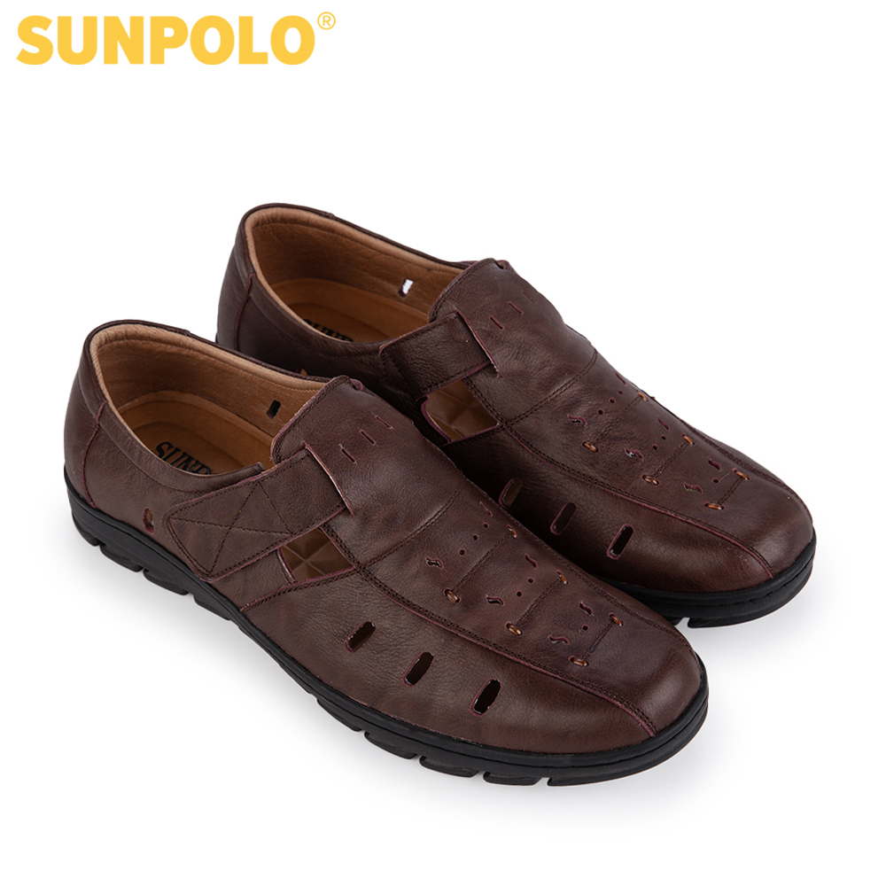 Giày Rọ Nam Da Bò Cao Cấp SUNPOLO STA682 (Nâu)