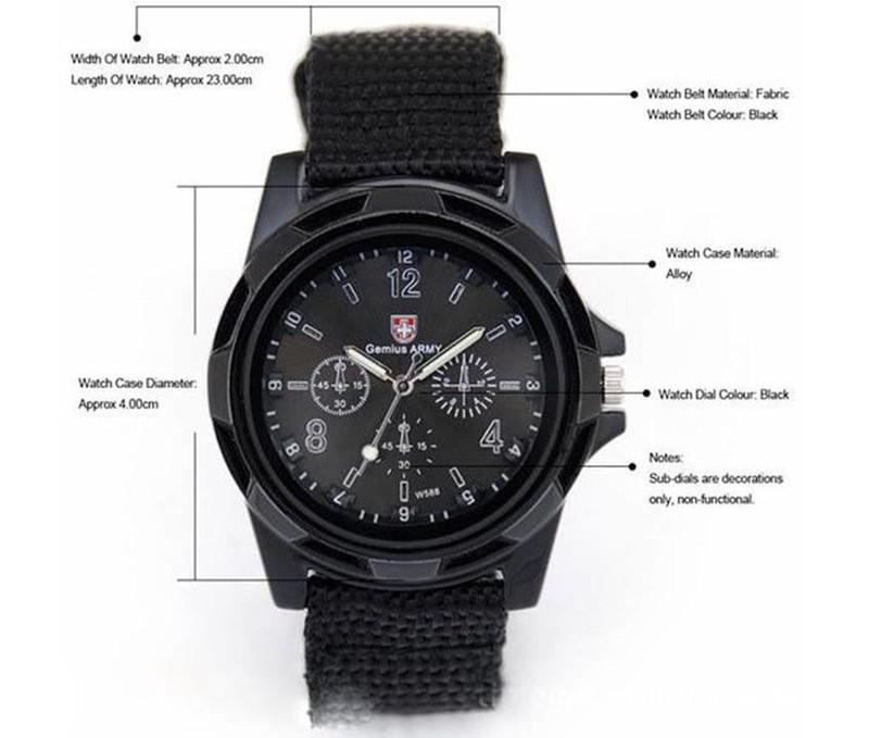 [HCM]Đồng hồ lính dây dù- đồng hồ quân đội ( đen)