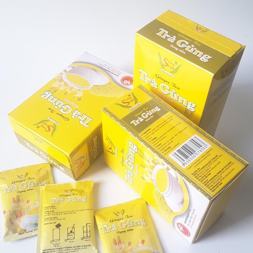 Trà gừng dạng cốm Sing Việt 100g (10 gói x 10g, Tùy chọn hộp xanh, hộp vàng)