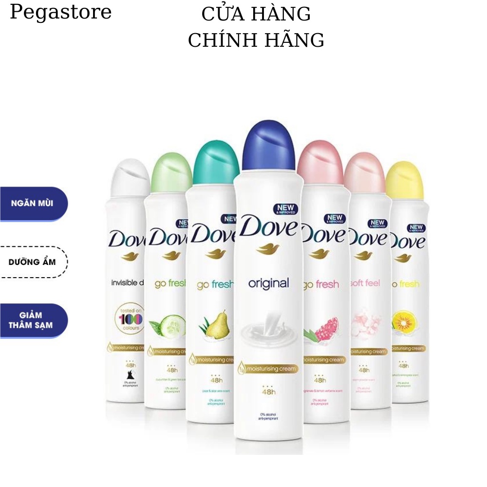 Xịt Khử Mùi Dove Ngăn Mùi Suốt Ngày Dài 150ml - Pegastore