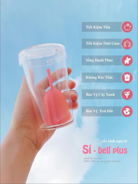 (Tặng Cốc tiệt trùng cao cấp, Túi giấy) Cốc Sibell cup hàng nhập khẩu từ Pháp, có 2 size, tem mác đầy đủ